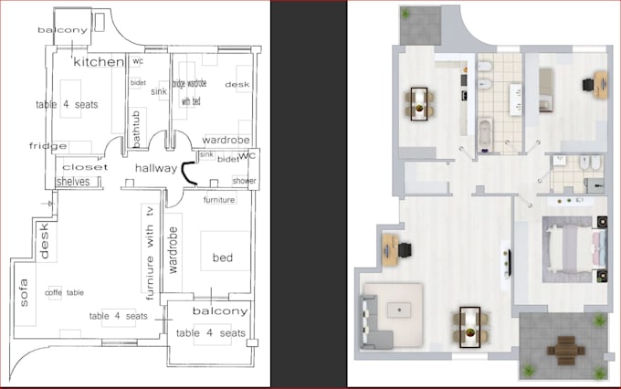 create 2d and 3d floor plan