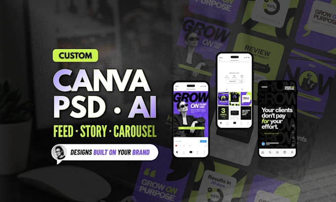design custom social media templates in canva, PSD or ai