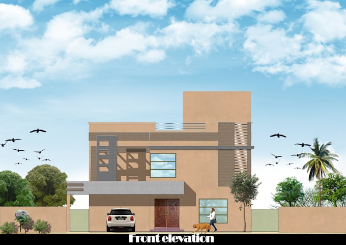 do render of your building 2d plan and 3d elevation