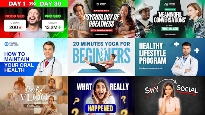 design eye catchy youtube thumbnail and template