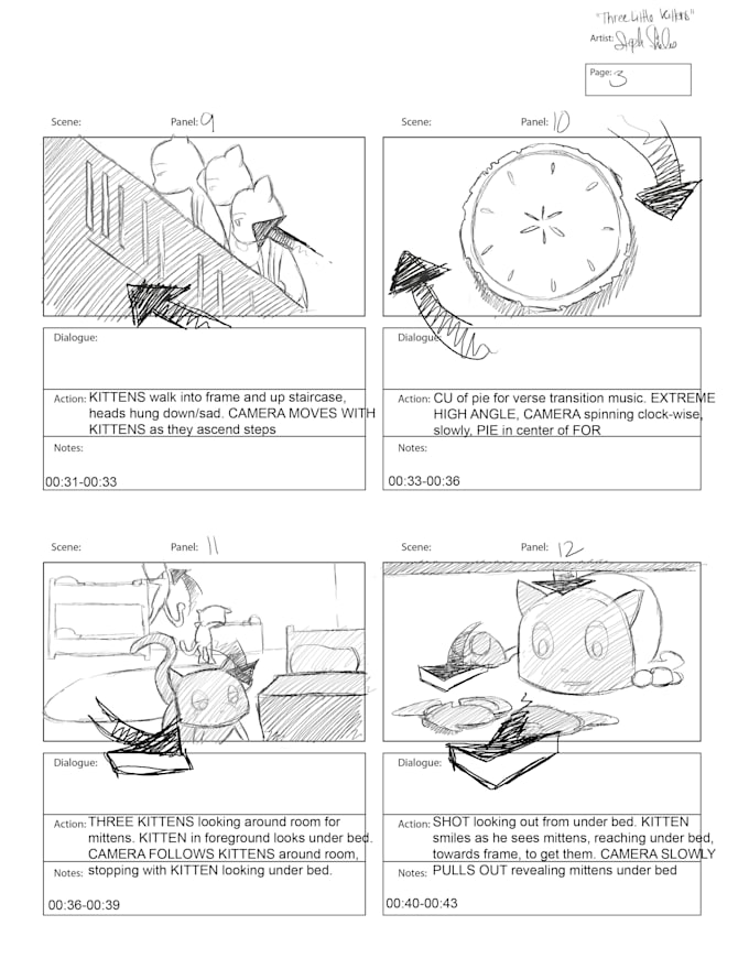 create your 4 panels of storyboard