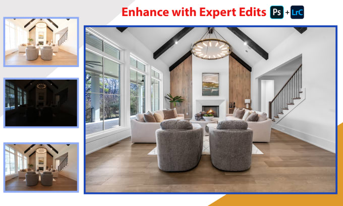 retouch real estate interior photos, hdr, flambient, multi exposures