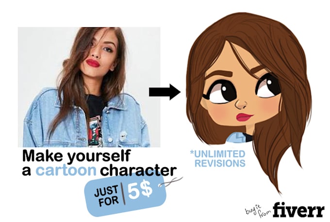 Turn your photo into a cartoon character by Saraessam98 | Fiverr