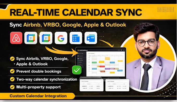 develop and customize a calendar with google, airbnb and vrbo ical sync