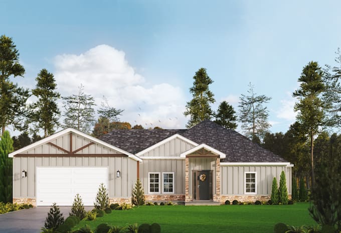 do exterior home design using sketchup, 3d rendering