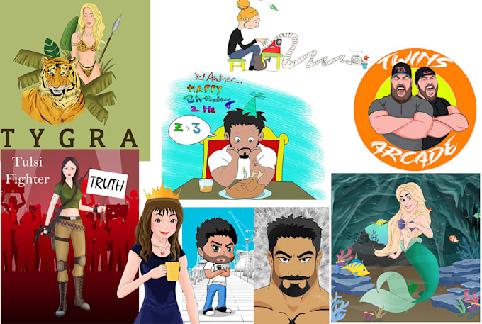 create digital illustrations cartoon and caricatures