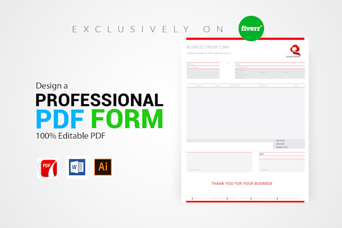 design invoice order form registration make it fillable