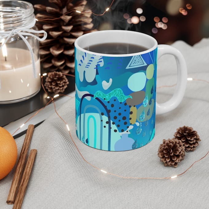 illustrate custom mug or glass design for food and drink
