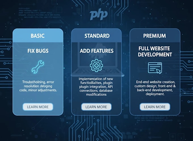 fix bugs, add features, and maintain your PHP website