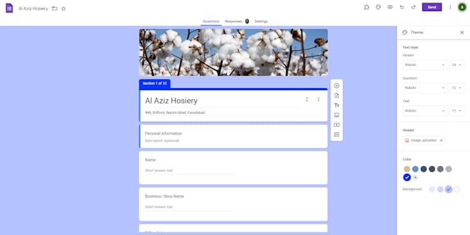 create your google form and customize as you required