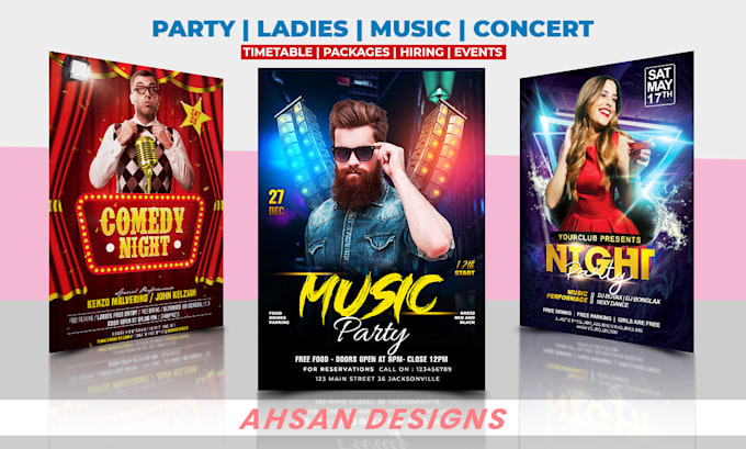 design modern party club event birthday christmas church food sports flyer epk