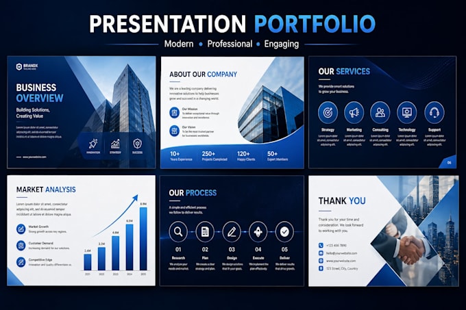 a professional powerpoint presentation, pitch deck or keynote