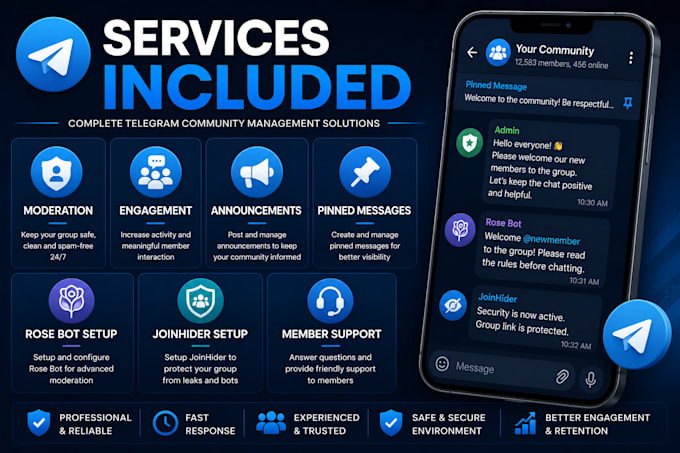 professionally manage and moderate your telegram group