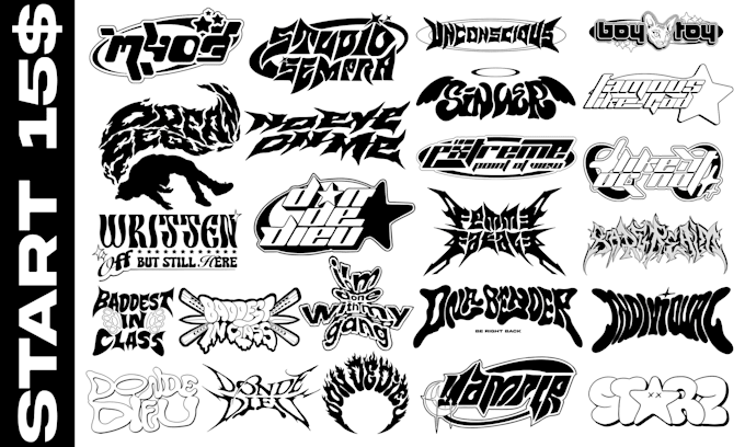 create custom font y2k, with dark lettering