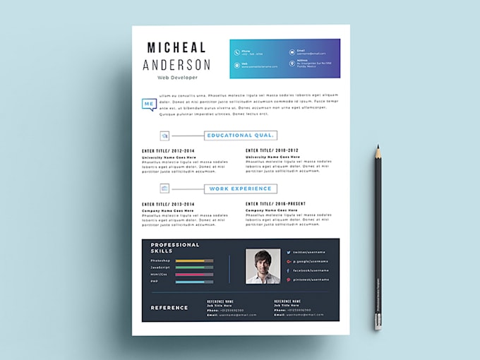 design a creative and professional curriculum vitae