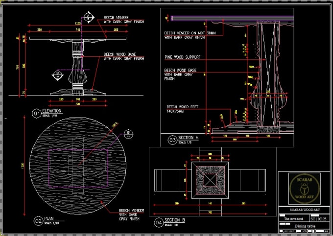 do furniture, millwork, joinery, cabinet shop drawing by cad
