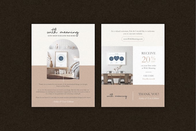 design premium package insert, product thank you card design