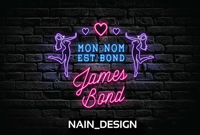 design or replicate your text or logo into neon style