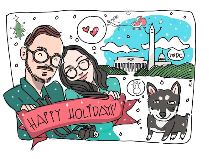draw unique holiday card for you and your loved one