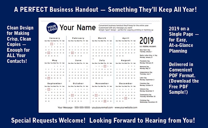 make you a custom, printable 2019 calendar