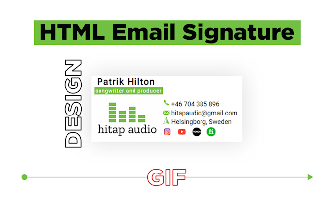design animated attractive HTML, email signature GIF