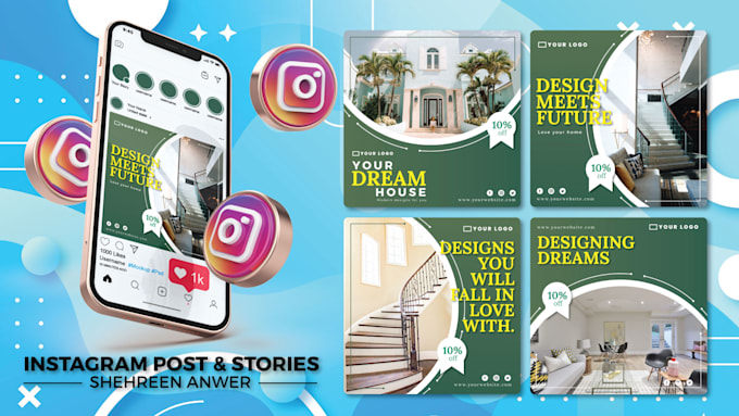 design instagram post and instagram stories in 24 hours