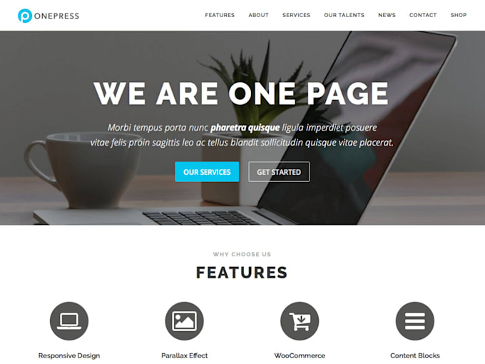 create a single page wordpress website