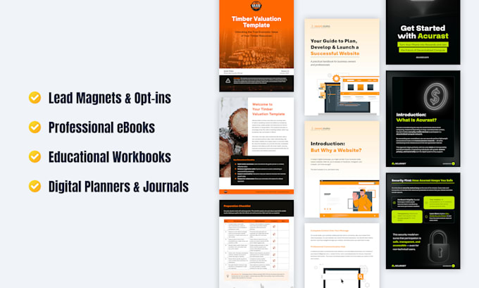 design premium PDF lead magnet, workbook, or business ebook