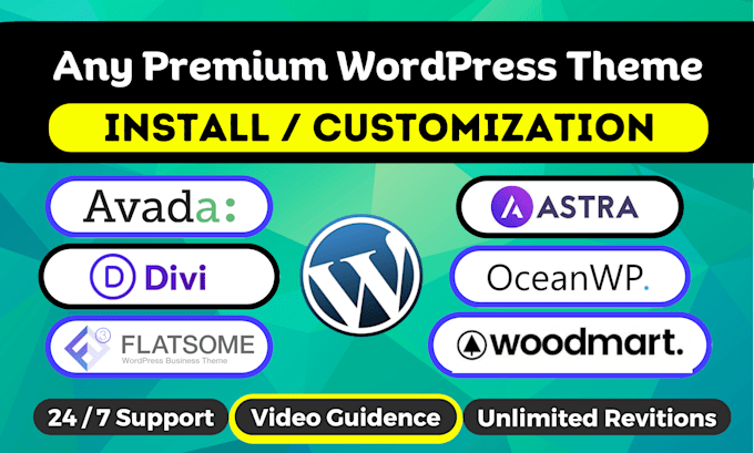 install wordpress theme, themeforest theme and customize website