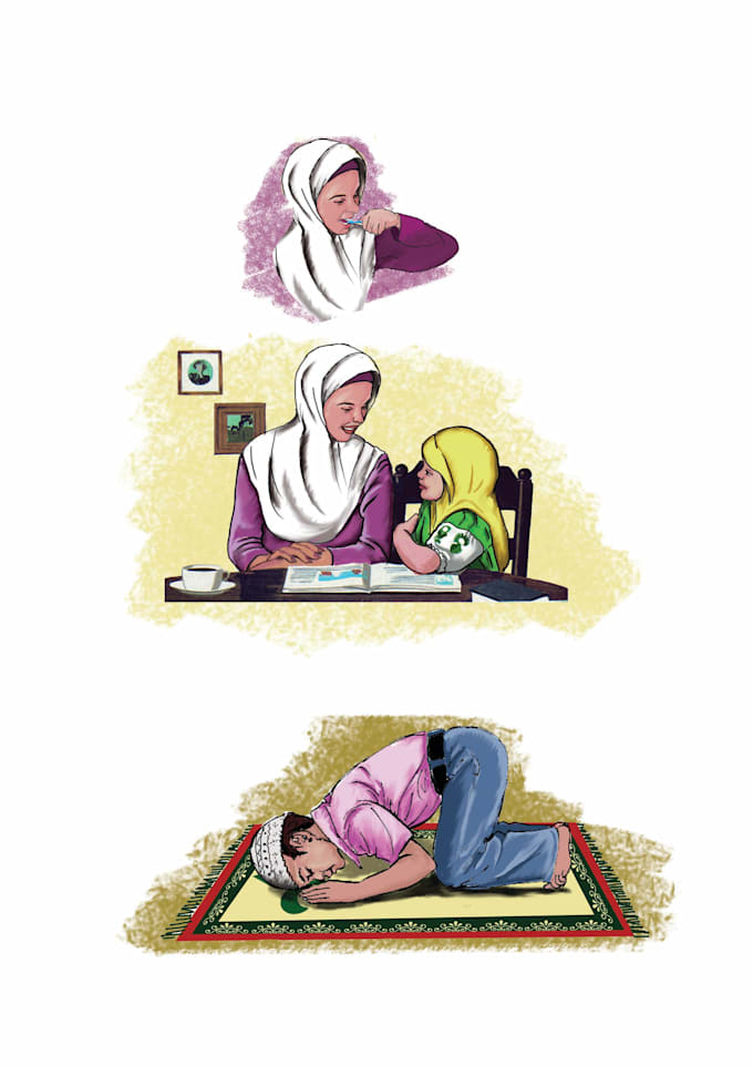 create dynamic  children book illustration in any style