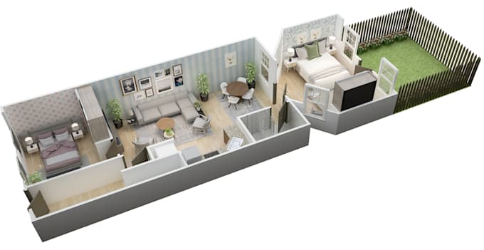 create 3d floor plan, 2d floor plan, rendering