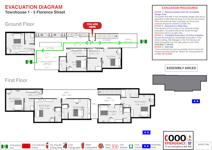 draw fire safety and emergency evacuation plan