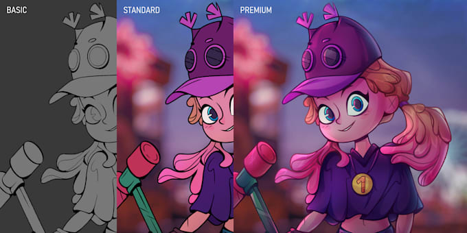 create professional 2d character design, concept art