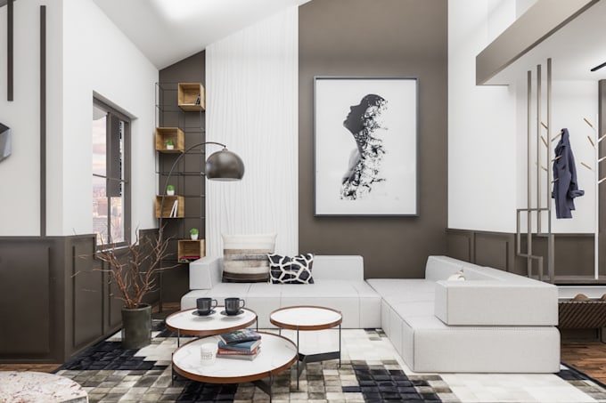 make a 3d modern interior design