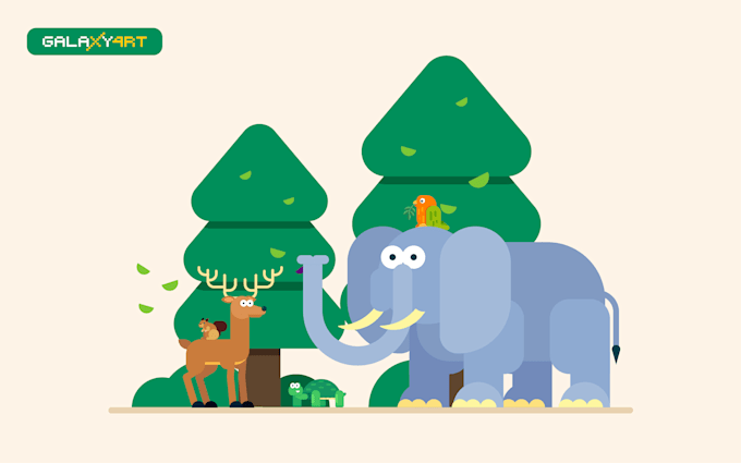 draw animals illustrations in flatdesigns