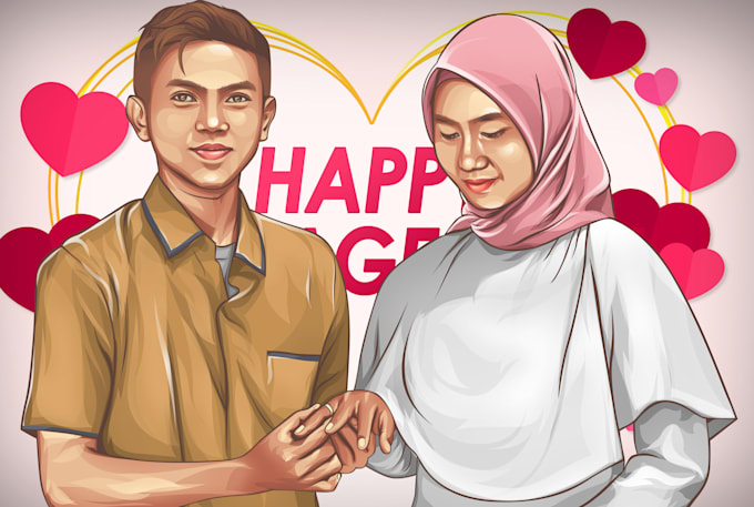 drawing special couple cartoon portrait for you