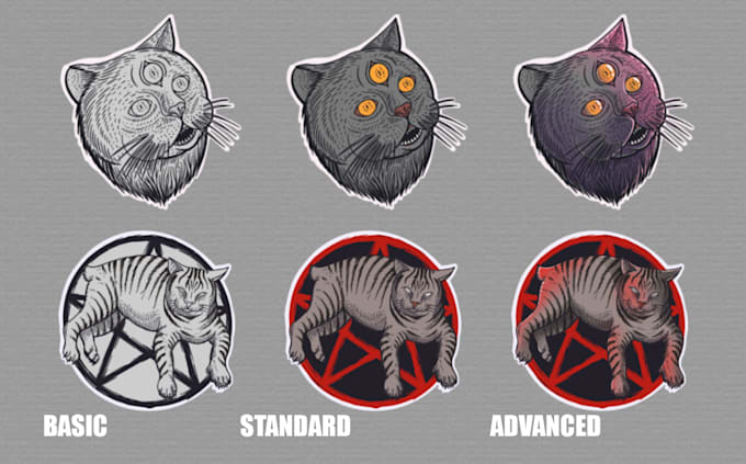 turn your cat into horror comedic sticker set