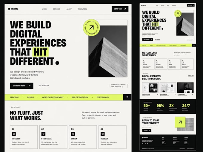 design and develop a professional landing page in webflow
