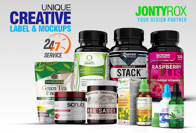 do creative label design, 3d mockups and etc