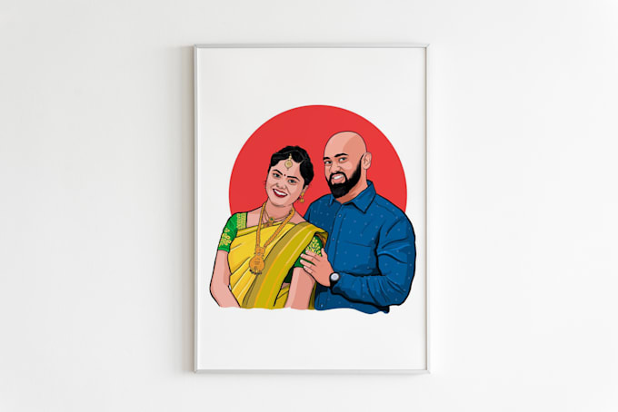 create portrait illustration, couple portrait, drawing from photo,