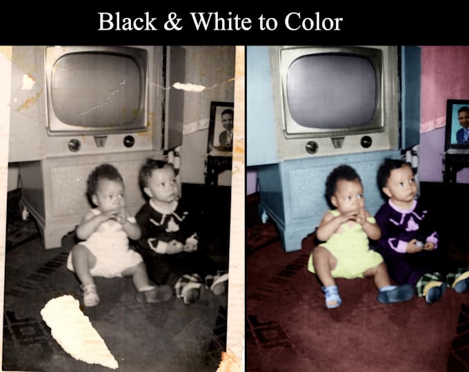 do old damage photos restoration and add missing parts