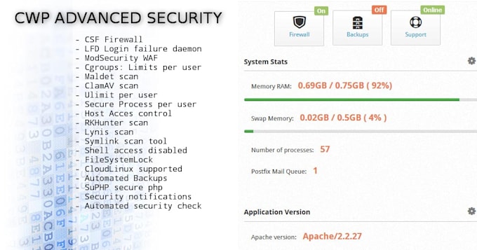 provide highly secure whm cpanel alternative with firewall