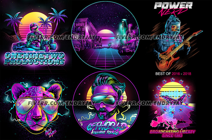 draw 80s vaporwave synthwave cyberpunk illustration artwork