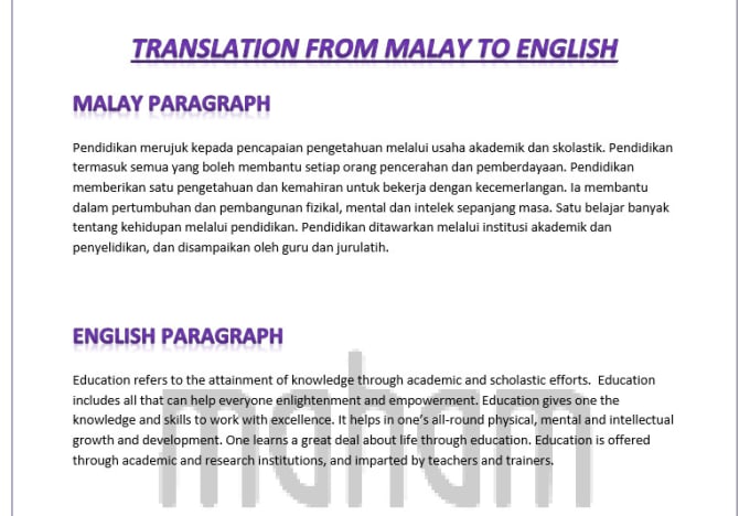 Translate From Malay To English And Vice Versa By Mrs1996 Fiverr