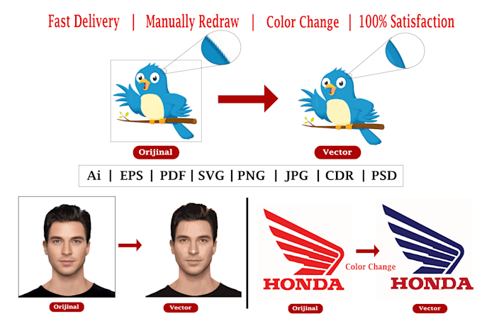 vectorize, trace, or redraw your logo or image in ai, eps, PDF, svg, cdr
