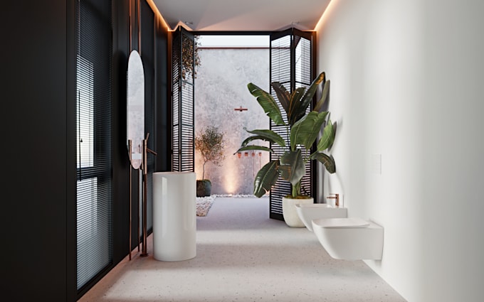 create a beautiful 3d interior render
