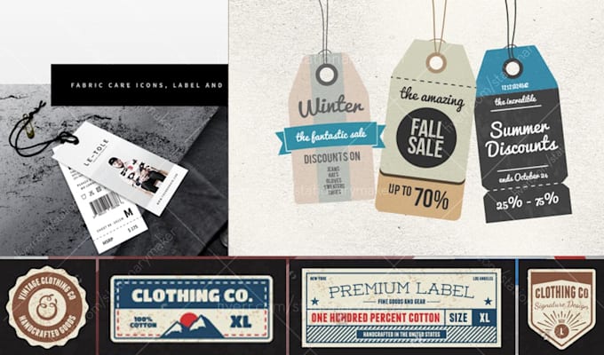 design clothing label, hang tag, price tag, neck label, neck band, hem or sleeve