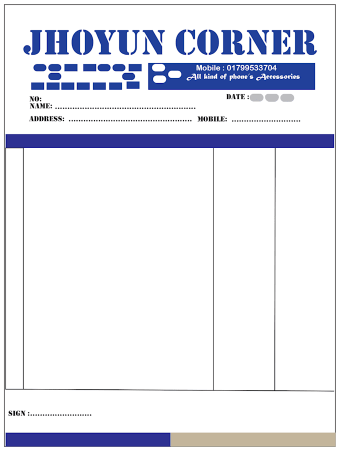 design professional invoice and cash memo