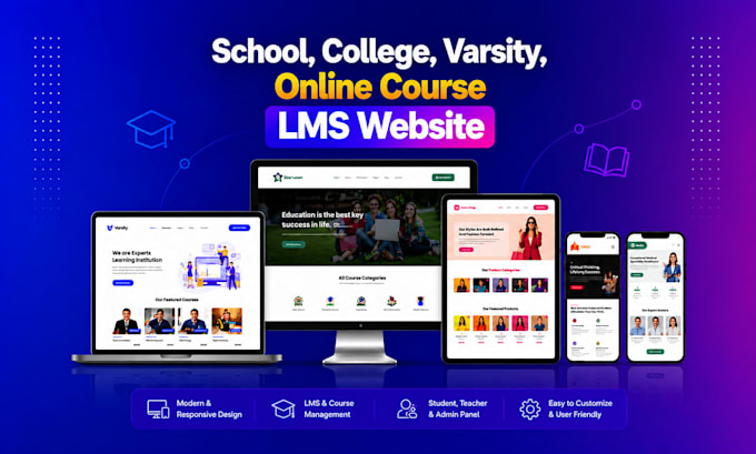 create a school, college, varsity, online course lms website