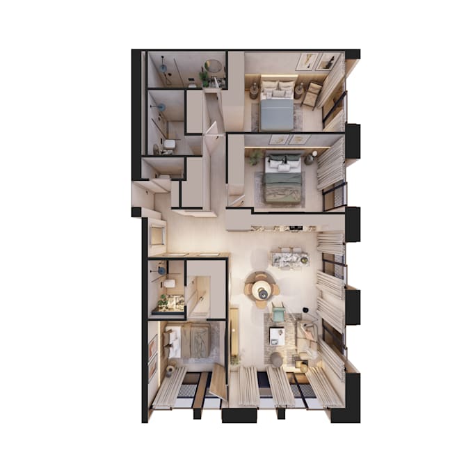 create 3d renderings of architectural floor plans